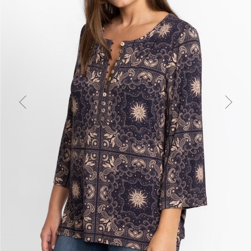 Johnny Was Runa button Henley tee NWT small